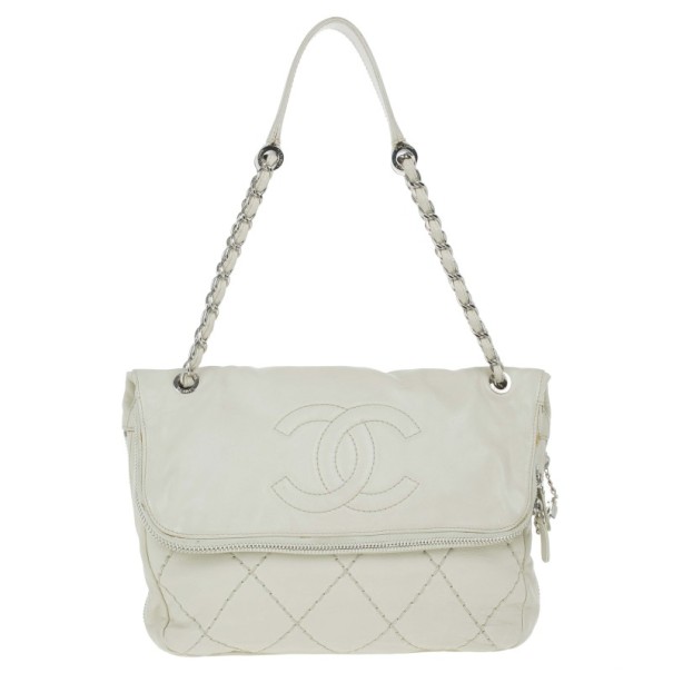 مملوكة مسبقًا Chanel Off White CC Fold over Flap Bag