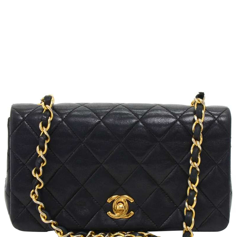 Pre Owned Chanel Black Quilted Leather Mini Vintage Flap Bag