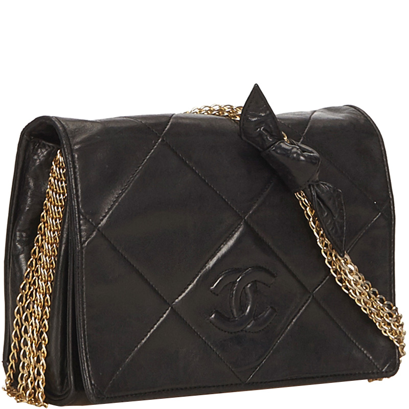 

Chanel Black Leather Chain Flap Bag