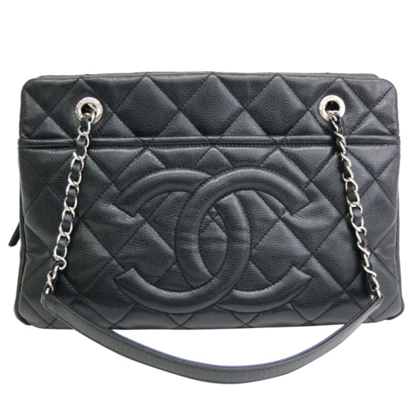 Pre Owned Chanel Black Caviar CC Shopper Tote