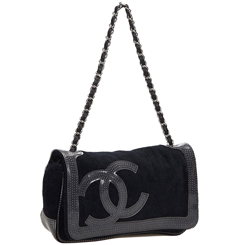 

Chanel Black Fabric/Vinyl Sport Line Chain Flap Bag