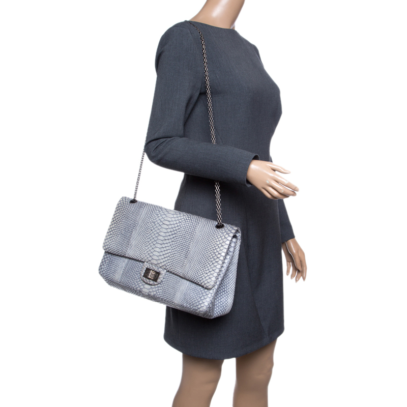 

Chanel Grey Python 2.55 Reissue Double Flap Shoulder Bag