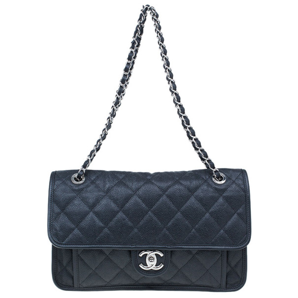Pre Owned Chanel Black Caviar Jumbo Flap Bag