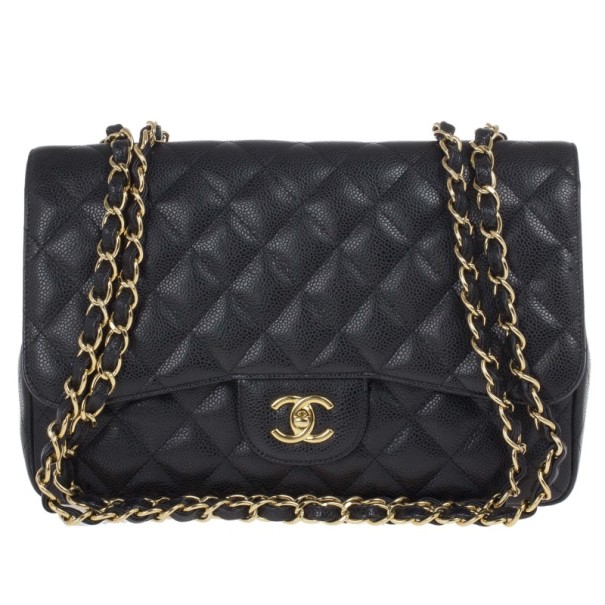 Chanel Black Caviar Leather Jumbo Flap Bag