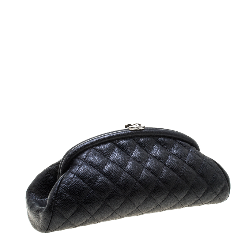 Chanel Timeless Black Lambskin Quilted Clutch Bag