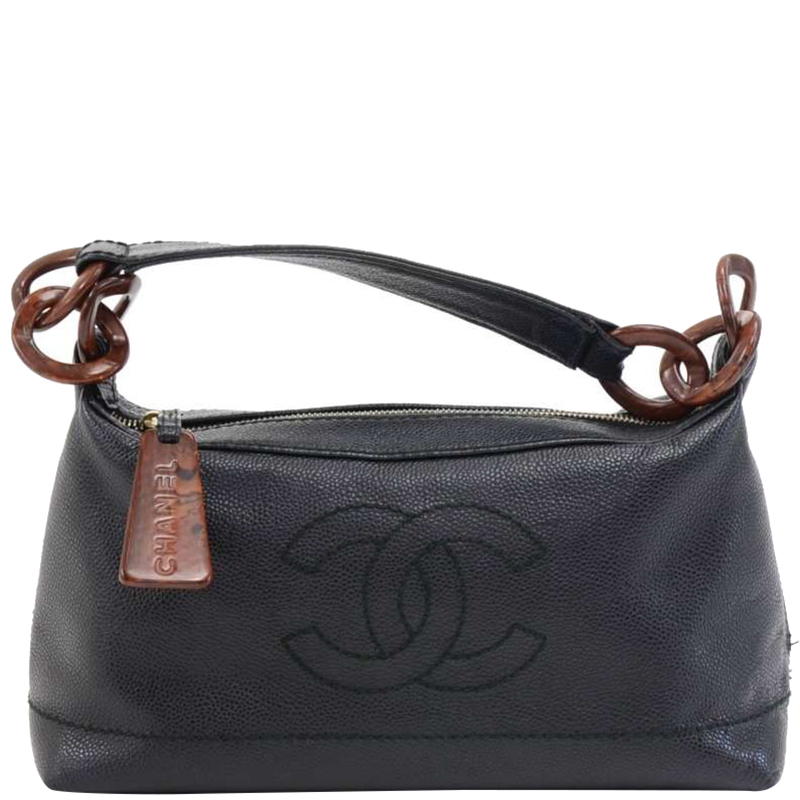 chanel caviar cc shoulder bag black