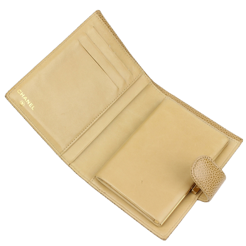 

Chanel Beige Caviar CC Compact Wallet