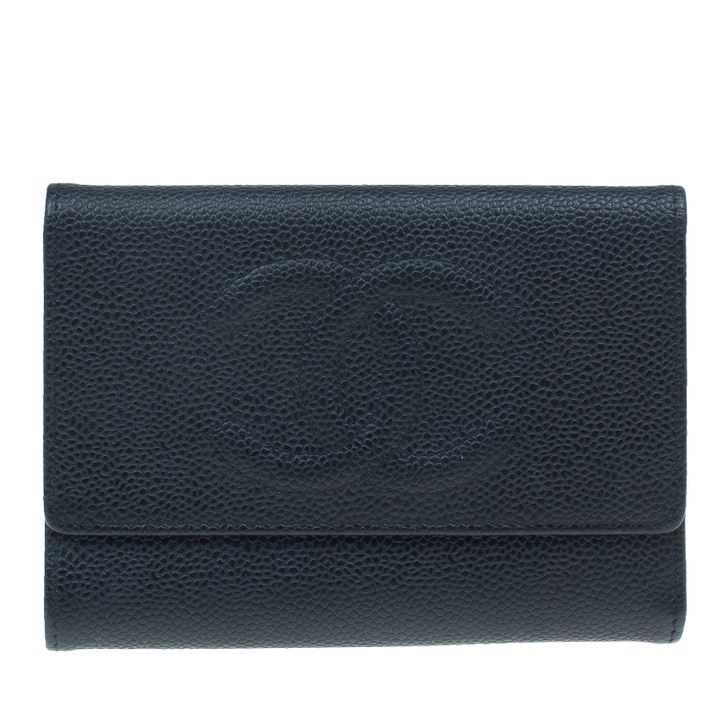 مملوكة مسب�قًا Chanel Black Caviar Leather CC Continental Wallet