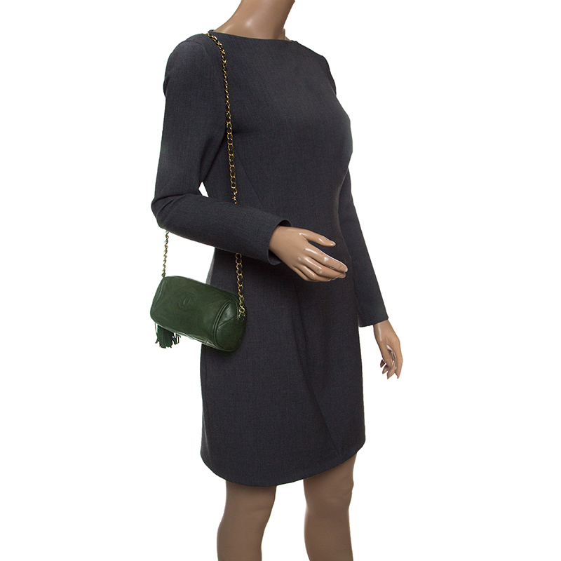 

Chanel Dark Green Quilted Leather Vintage Shoulder Bag
