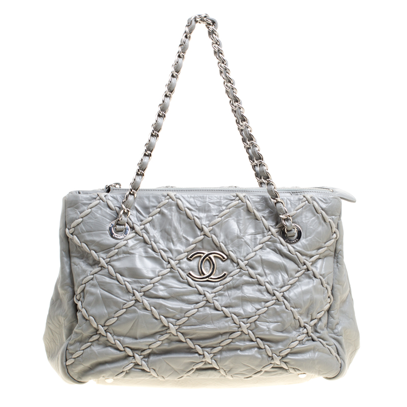 CHANEL, Bags, Auth Chanel Gray Ultra Stitch Jumbo Flap Bag