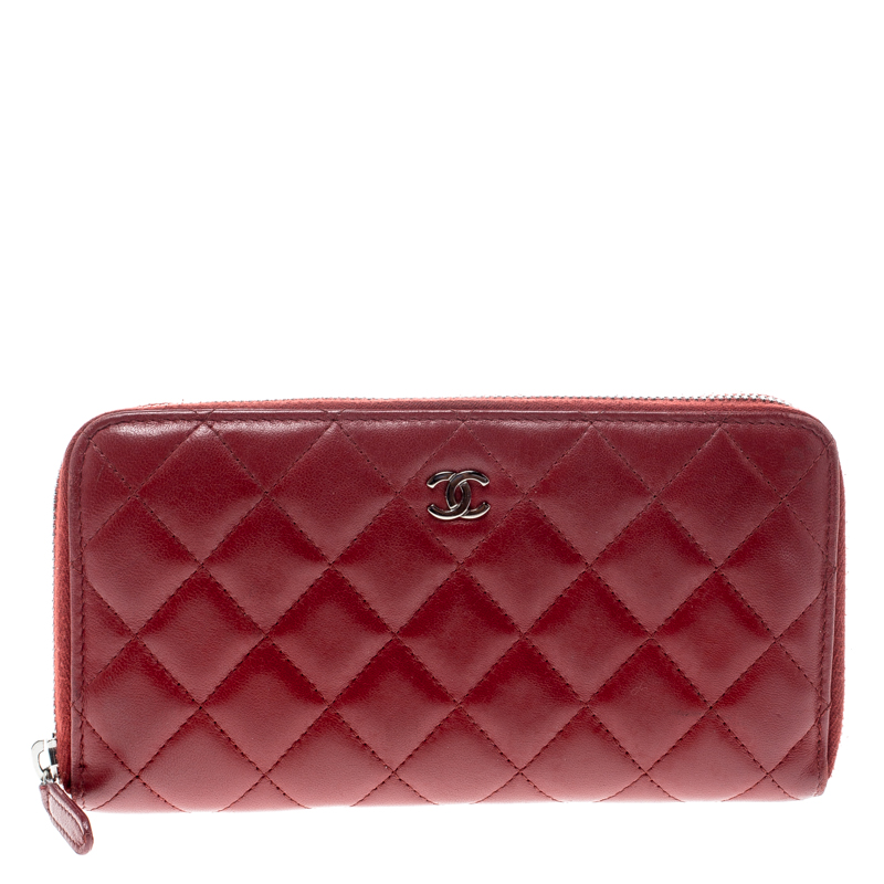 Chanel Red Quilted Leather Zip Around Long Wallet Chanel | TLC