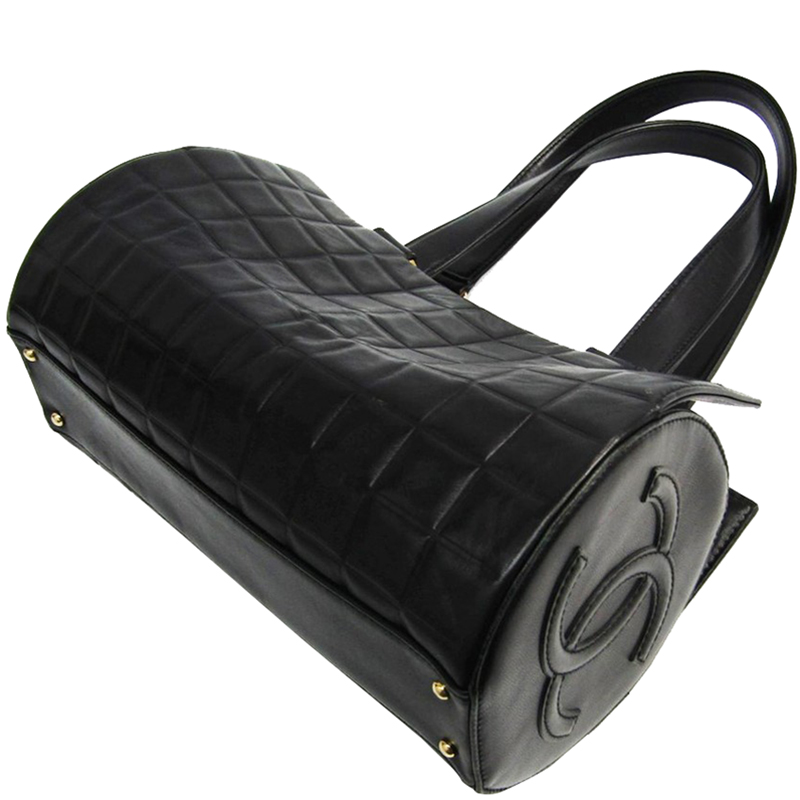 

Chanel Black Bar Quilted Leather Bowling Bag