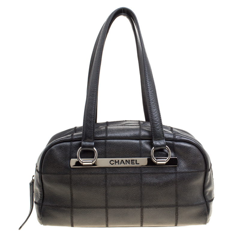 Chanel Black Wild Stitch Quilted Caviar Leather East West Bowler Bag Chanel The Luxury Closet