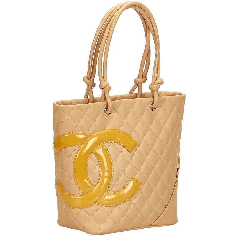 

Chanel Beige/Yellow Leather Cambon Ligne Bucket Tote