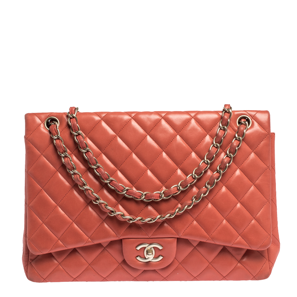 Chanel Red Quilted Leather Maxi Classic Single Flap Bag Chanel | The ...