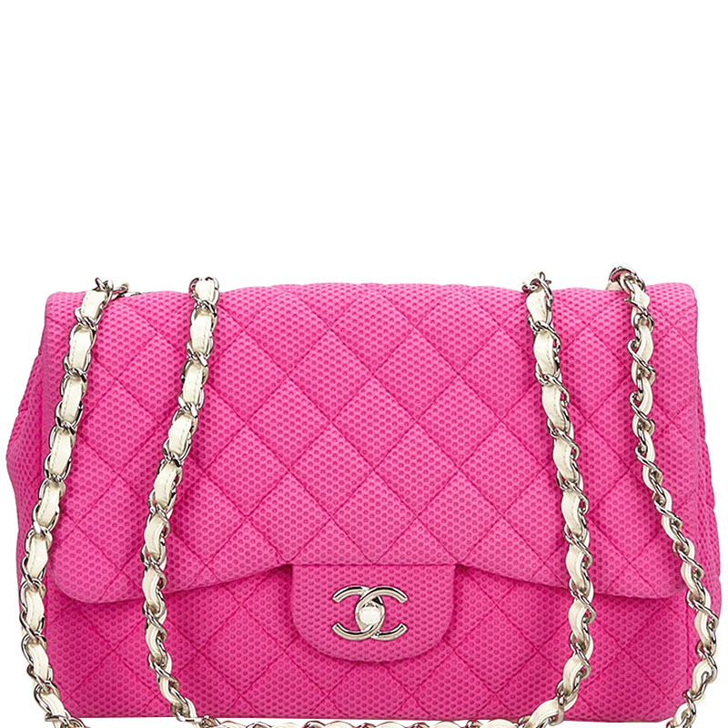 Chanel Pink Quilted Cotton Jumbo Classic Flap Bag Chanel | TLC