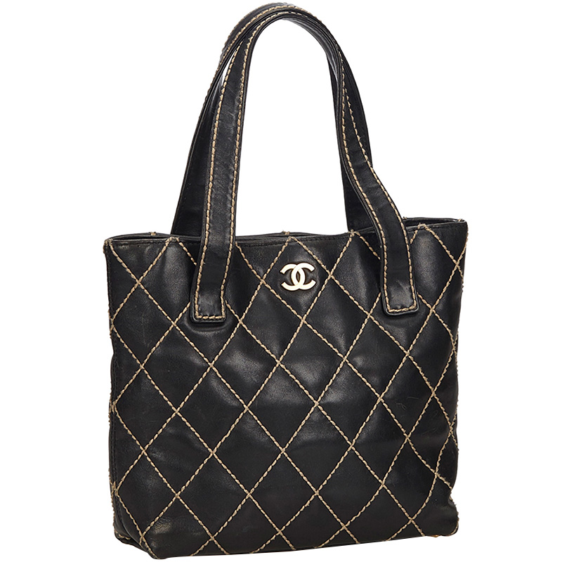 

Chanel Black Quilted Leather Wild Stitch Tote