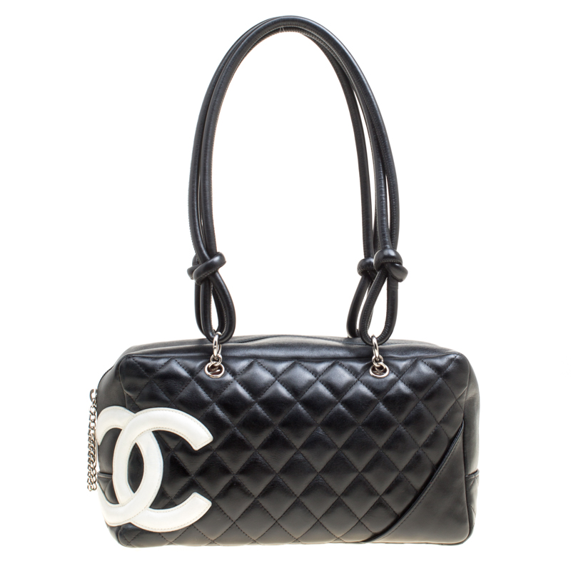Chanel Black Quilted Leather Cambon Ligne Bowler Bag