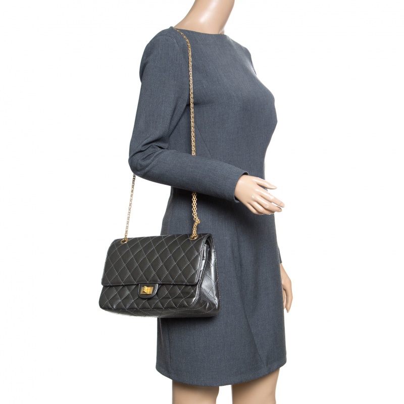 

Chanel Grey Quilted Leather Reissue 2.55 Classic 226 Flap Bag