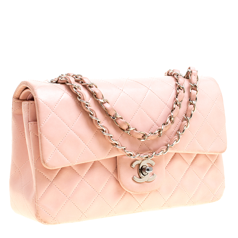 Chanel Blush Pink Quilted Leather Small Vintage Classic Double Flap Bag ...