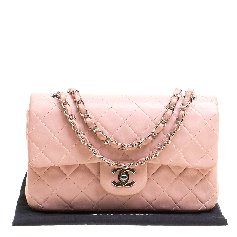 Chanel Blush Pink Quilted Leather Small Vintage Classic Double Flap Bag ...