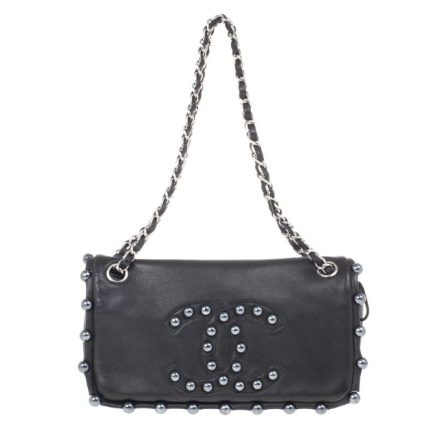 Chanel Black Pearl Studded Shoulder Bag