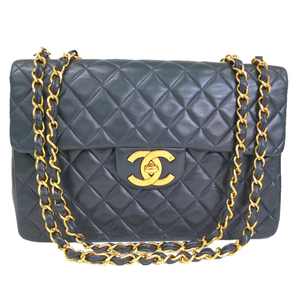 Pre Owned Chanel Vintage Lambskin Jumbo Classic Flap Bag
