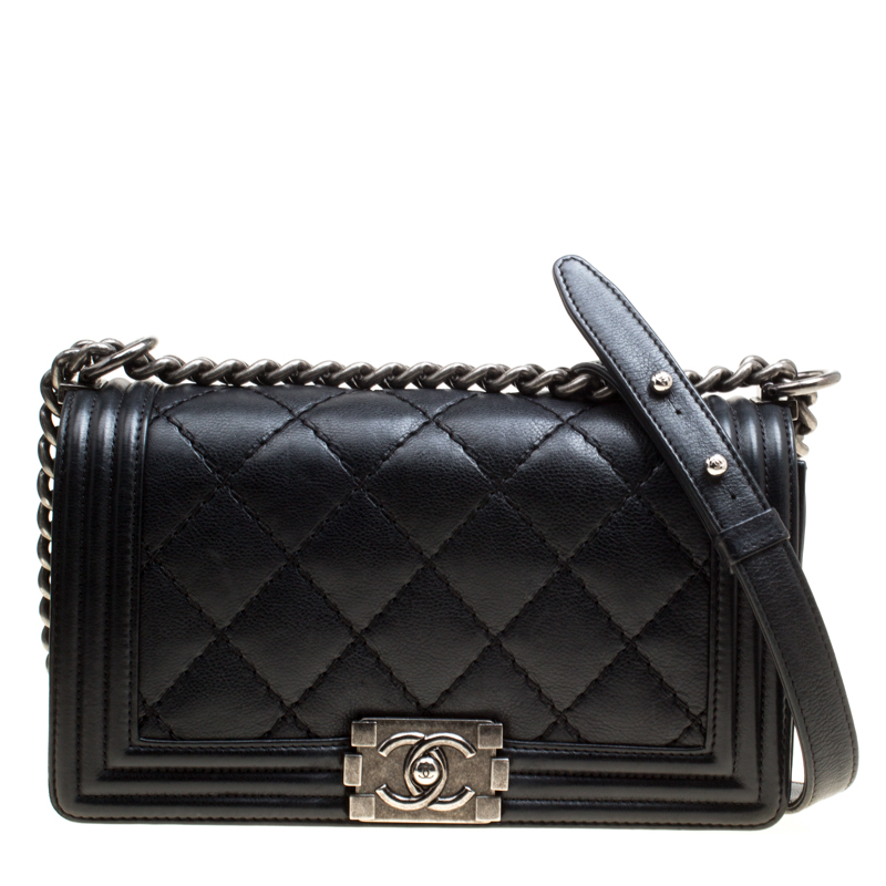 Chanel Black Quilted Leather Medium Wild Stitch Boy Flap Bag Chanel | TLC
