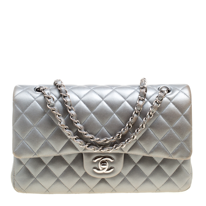 Chanel Grey Quilted Leather Medium Classic Double Flap Bag Chanel | The ...