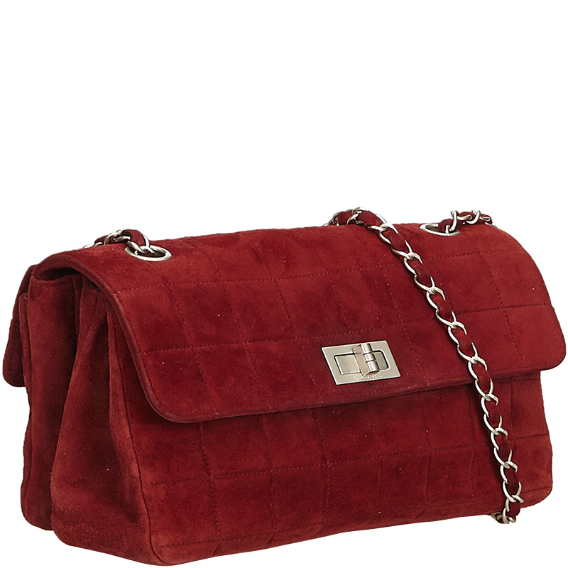 

Chanel Bordeaux Suede Reissue Flap Bag, Red