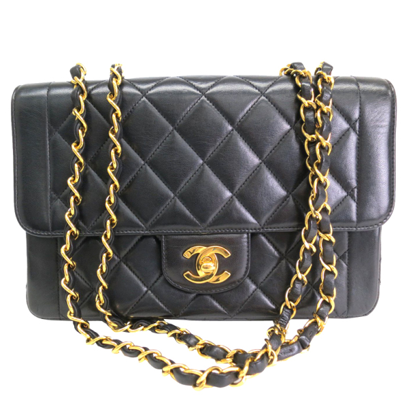 مملوكة مسبقًا Chanel Black Lambskin Leather With Gold Hardware Single Flap Bag 