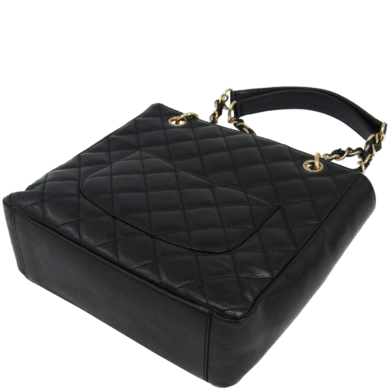 

Chanel Black Quilted Caviar Petite Shopping Tote