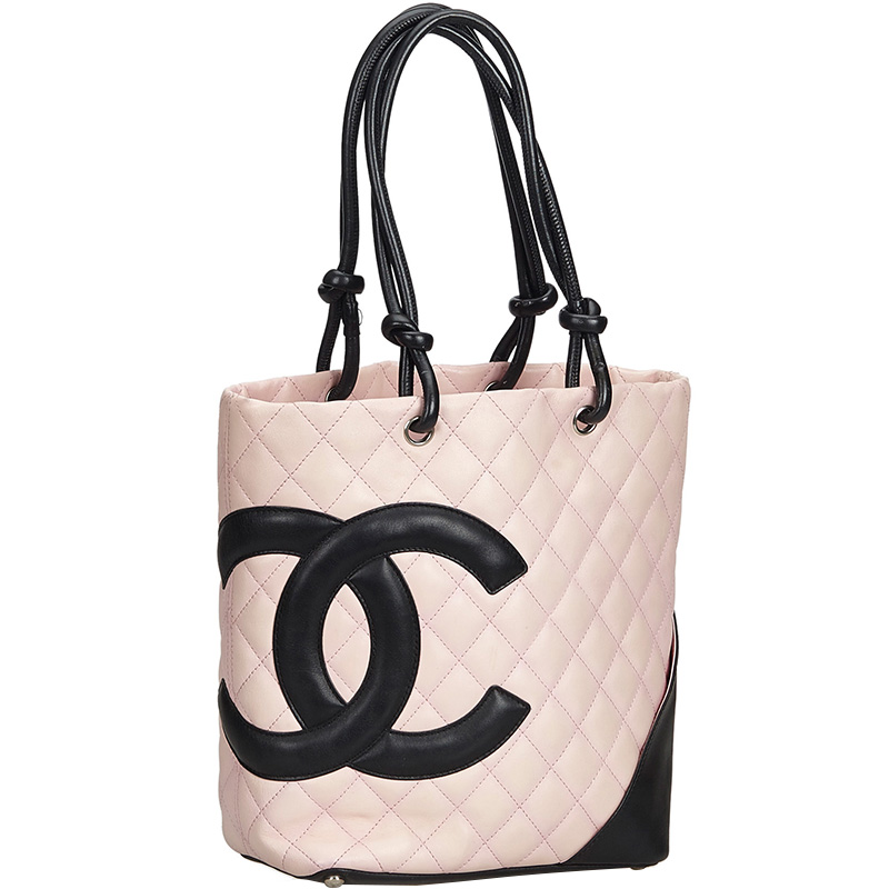 

Chanel Pink/Black Lambskin Leather Cambon Ligne Tote, Multicolor