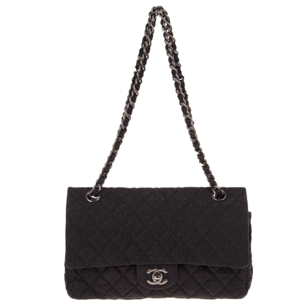 chanel black glitter bag