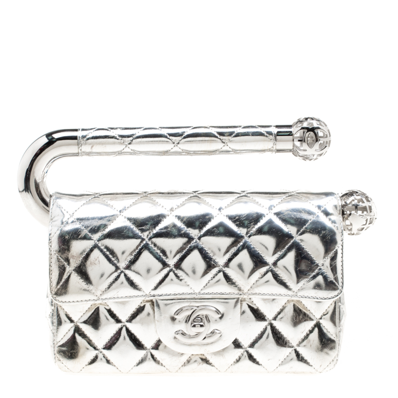 chanel silver clutch