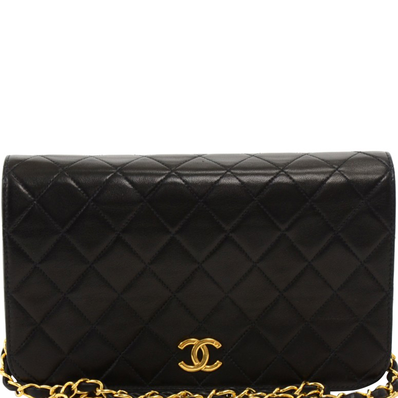 Pre Owned Chanel Black Quilted Leather Vintage Flap Bag