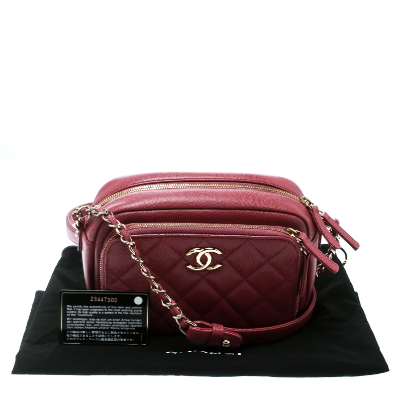 Chanel Pink Quilted Leather Business Affinity Camera Case Shoulder