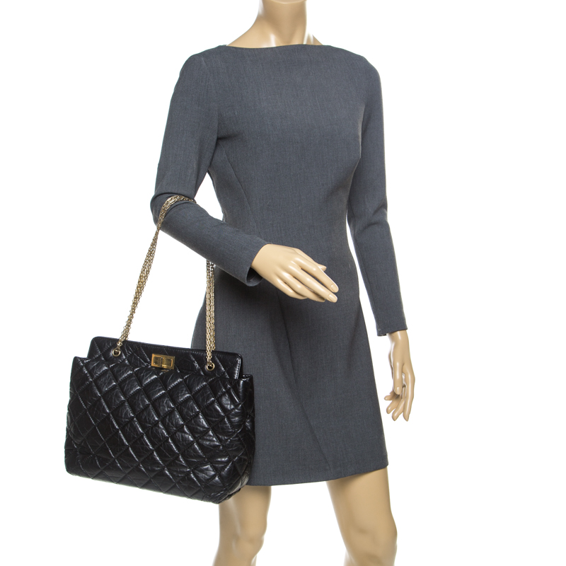 

Chanel Black Quilted Aged Leather Reissue Tote