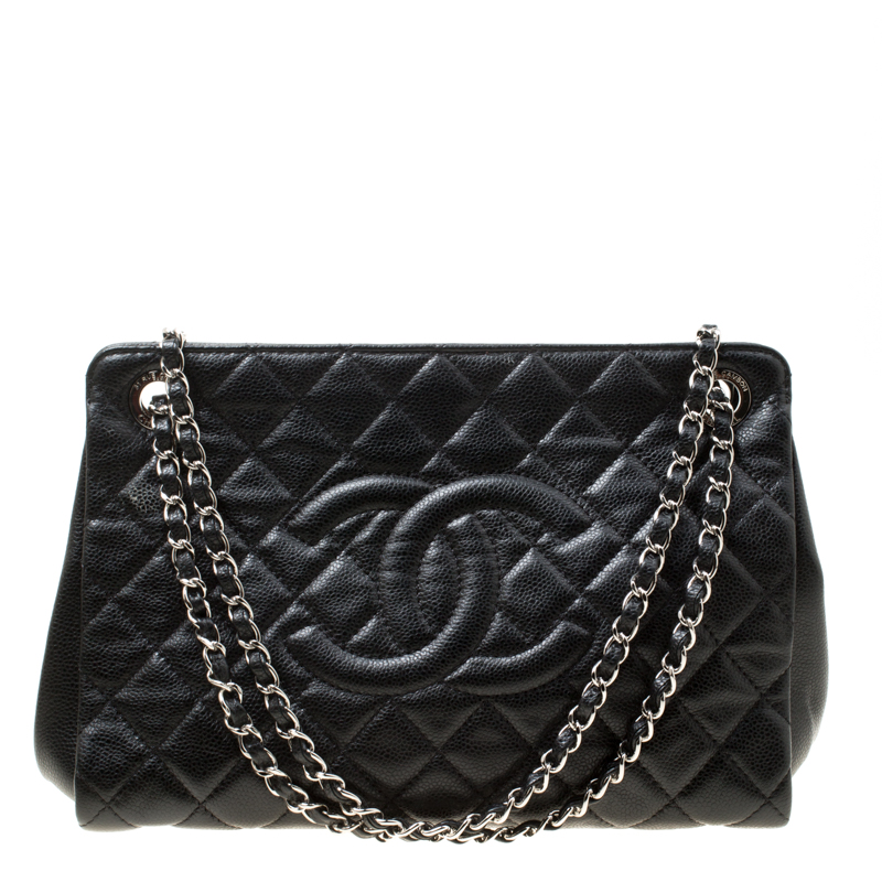 مملوكة مسبقًا Chanel Black Quilted Caviar Leather Timeless Frame Tote