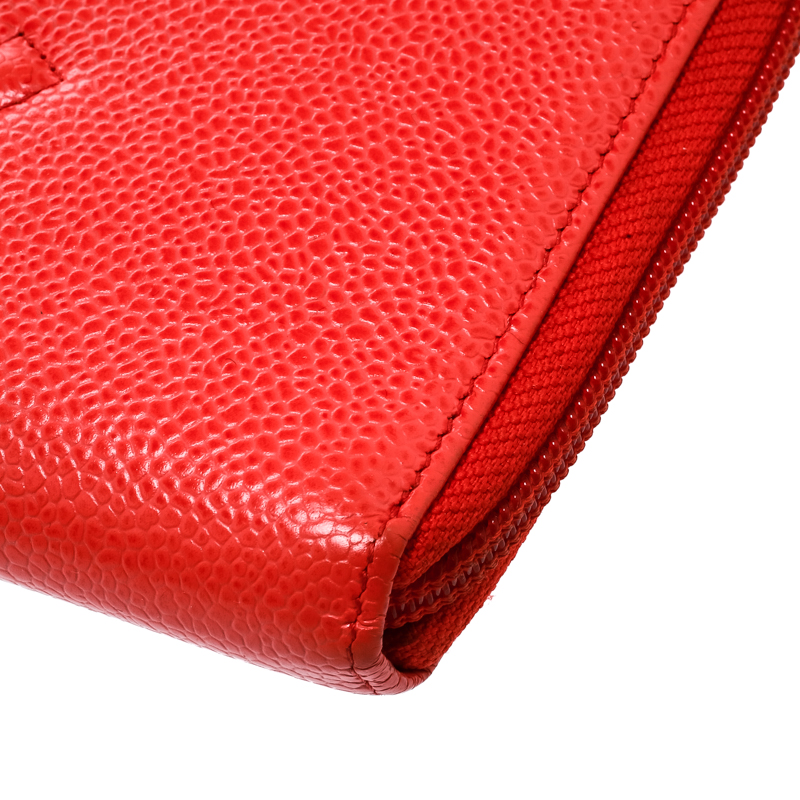 Chanel Red Quilted Caviar Zip Around Wallet Q6ADVD0FRB010