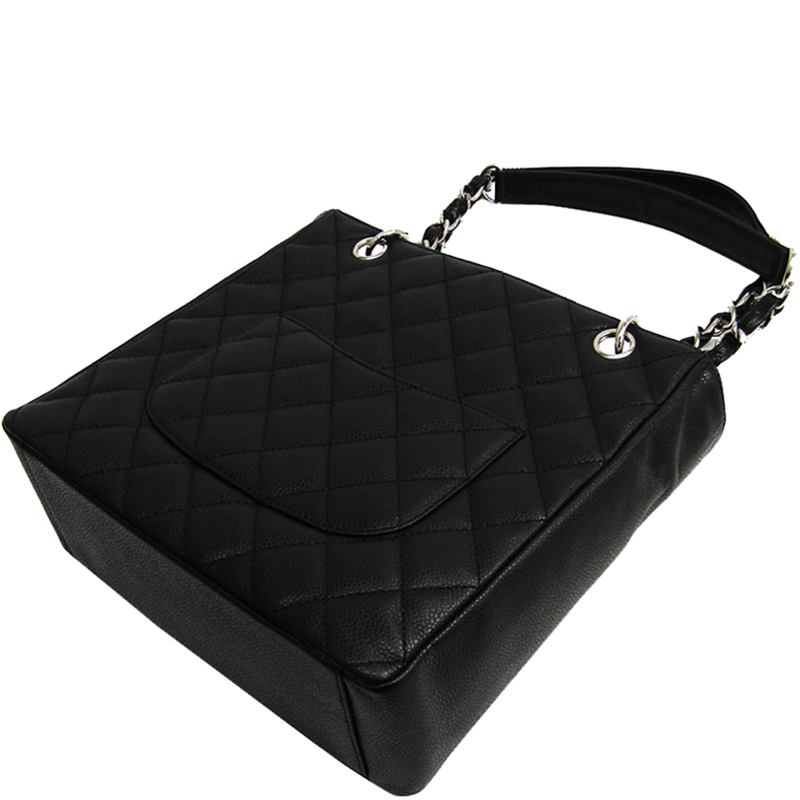 

Chanel Black Quilted Caviar Petite Shopping Tote