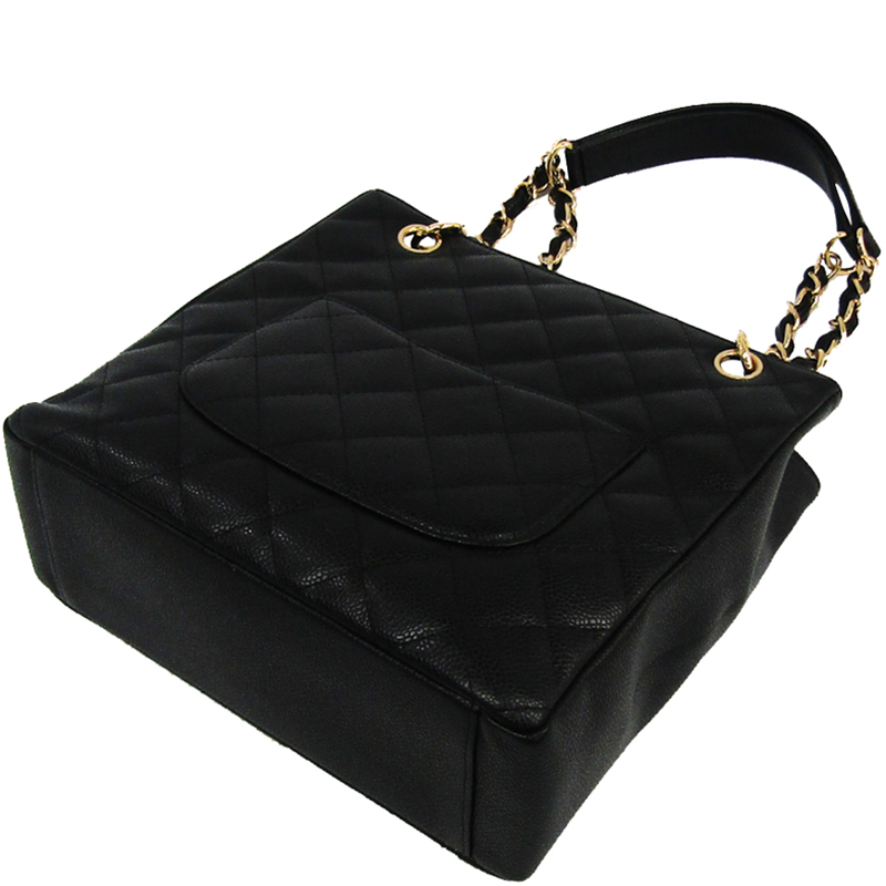 

Chanel Black Quilted Caviar Petite Shopping Tote