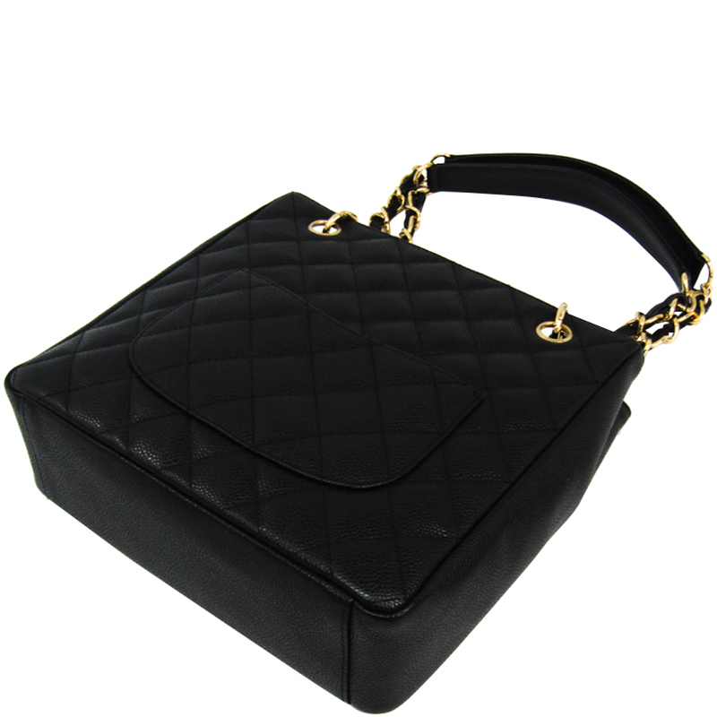 

Chanel Black Quilted Caviar Petite Shopping Tote