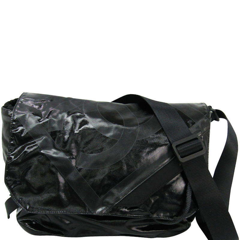 Chanel Black Coated Canvas Sport Messenger Bag