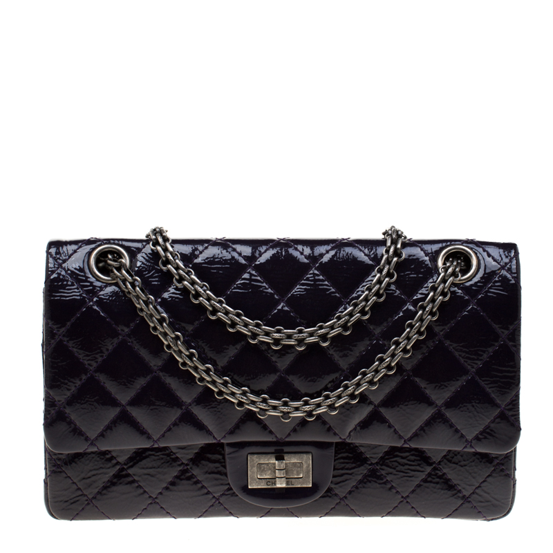 Chanel Purple Quilted Patent Leather 2.55 Reissue Classic 225 Flap Bag ...