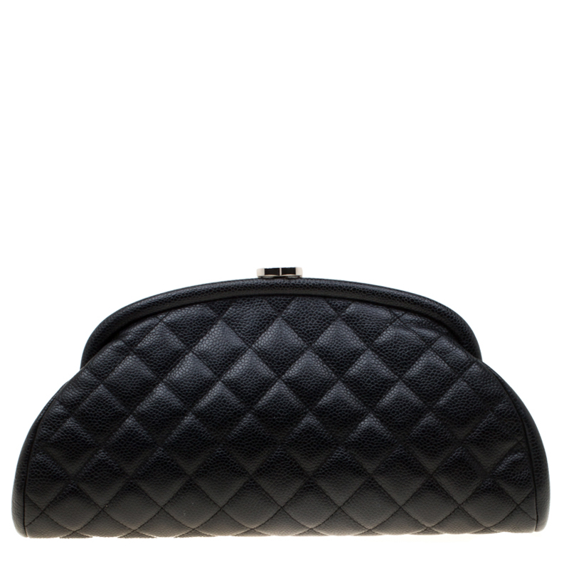 Chanel Black Quilted Caviar Leather Timeless Clutch