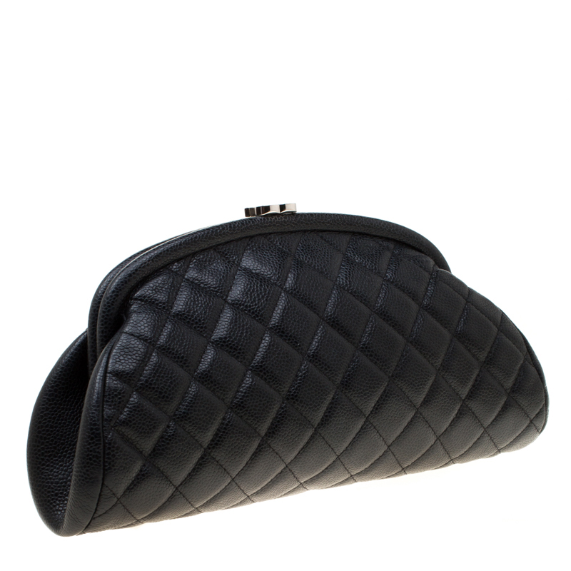 Chanel Black Quilted Caviar Leather Timeless Clutch Chanel