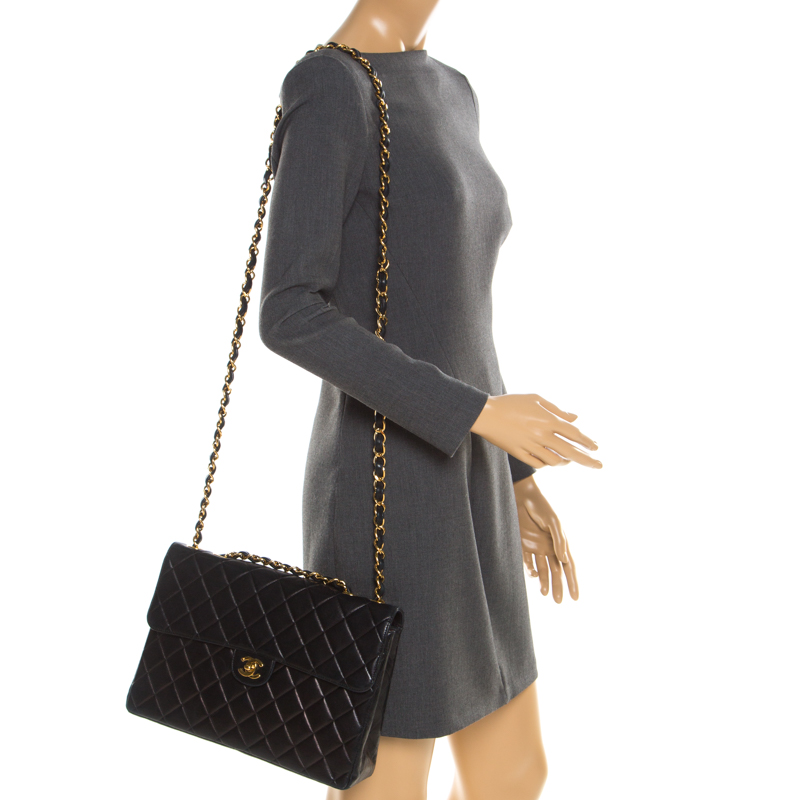 

Chanel Black Quilted Leather Jumbo Classic Single Flap Bag
