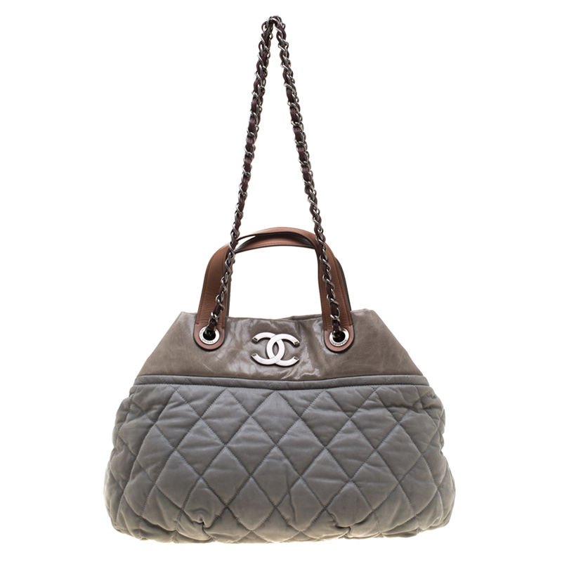 مملوكة مسبقًا Chanel Grey Quilted Leather Large In-the-Mix Shoulder Bag