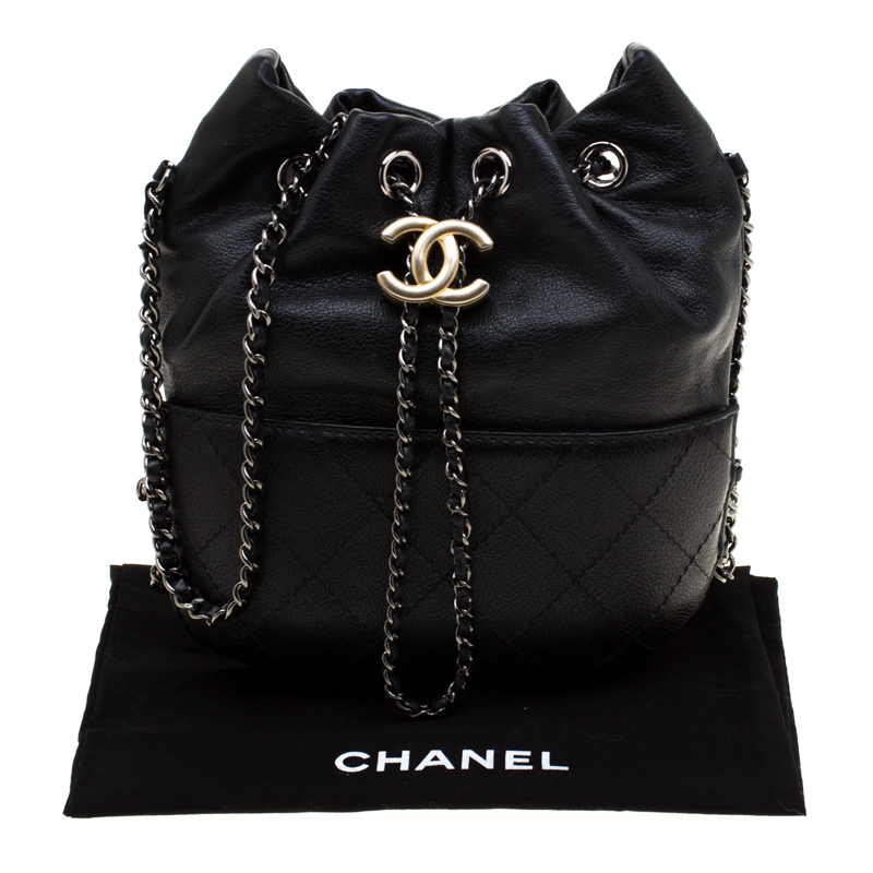 Chanel Black Quilted Leather Small Gabrielle Bucket Bag